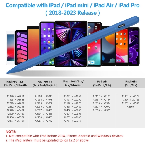 Stylus Pen for iPad, Active Pencil for Apple iPad 10th/9th/8th/7th/6th Generation, iPad Pro 11/12.9 inch, iPad Air 5th/4th/3th Gen, Navy Blue