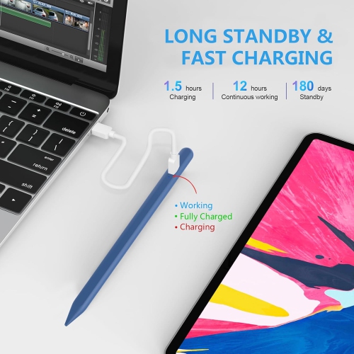Stylus Pen for iPad, Active Pencil for Apple iPad 10th/9th/8th/7th/6th Generation, iPad Pro 11/12.9 inch, iPad Air 5th/4th/3th Gen, Navy Blue