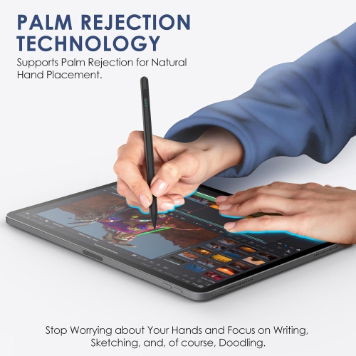 Stylus Pen for iPad 2018-2024, Fast Charge iPad Pencil Compatible with Apple iPad Pro, iPad Mini, iPad Air, iPad, Black