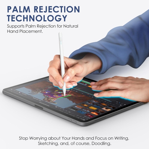 Stylus Pen for iPad 2018-2024, Fast Charge iPad Pencil Compatible with Apple iPad Pro, iPad Mini, iPad Air, iPad, White