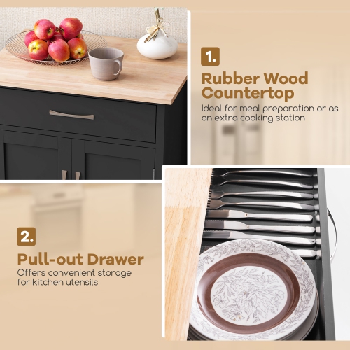 Gymax Rolling Kitchen Island Cart w/ Drawer 2-Door Storage Cabinet Bottom Tray