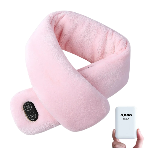 TUTT Heated Scarf with Neck Vibrating Massager | 5,000 mAh Power Bank | 3 Heat and Vibration Levels | Unisex Electric Neck and Shoulder Heating Pad |