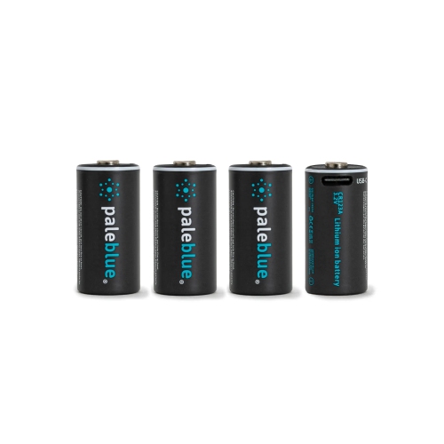 Batteries rechargeables USB-C 123&nbsp;A bleu pâle – 3&nbsp;V, 860&nbsp;mAh, lithium-ion, chargement rapide, paquet de 4