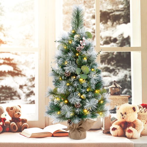 Gymax 3 FT Artificial Christmas Tree w/ 98 Branch Tips Pine Needles Eucalyptus Leaves