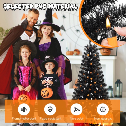 Gymax 4.5 FT Pre-Lit Artificial Halloween Christmas Tree w/ 6 Lighting Modes