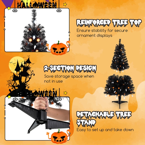 Gymax 4.5 FT Pre-Lit Artificial Halloween Christmas Tree w/ 6 Lighting Modes