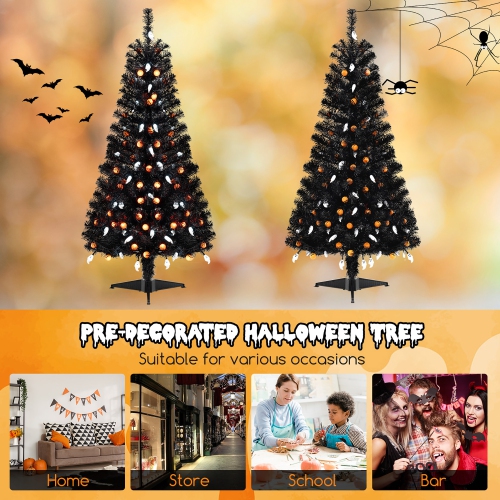 Gymax 4.5 FT Pre-Lit Artificial Halloween Christmas Tree w/ 6 Lighting Modes