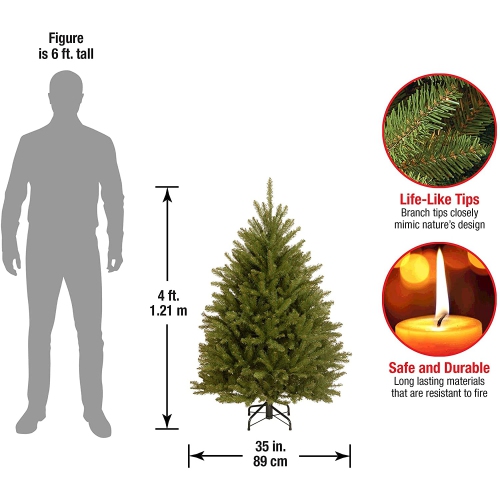 National Tree Company Artificial Mini Christmas Tree, Green, Dunhill Fir, Includes Stand, 4 Feet