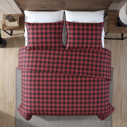 Eddie Bauer 210704 Mountain Plaid Comforter Set, Full/Queen, Scarlet Red