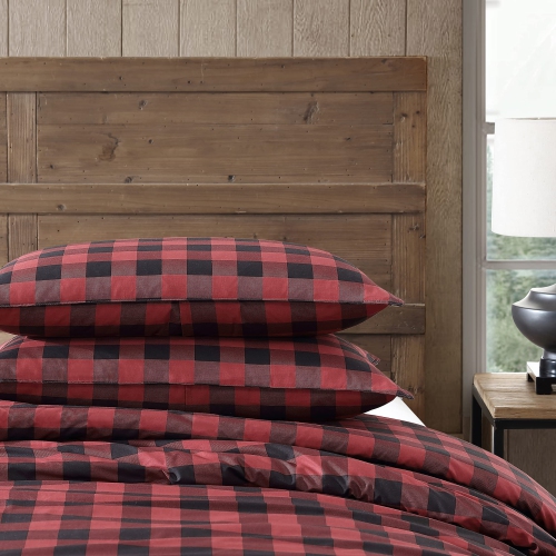 Eddie Bauer 210704 Mountain Plaid Comforter Set, Full/Queen, Scarlet Red
