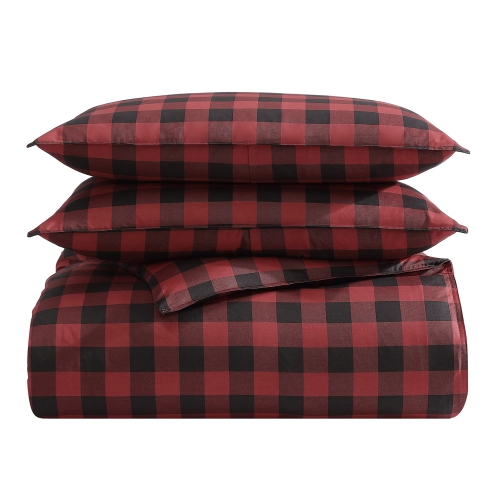Eddie Bauer 210704 Mountain Plaid Comforter Set, Full/Queen, Scarlet Red