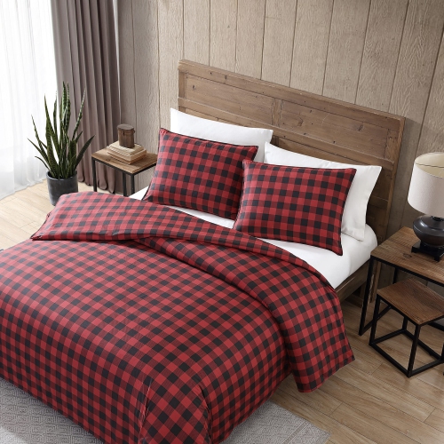 Eddie Bauer 210704 Mountain Plaid Comforter Set, Full/Queen, Scarlet Red
