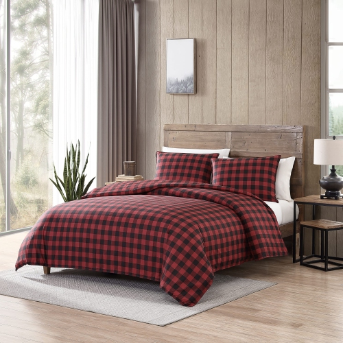 Eddie Bauer 210704 Mountain Plaid Comforter Set, Full/Queen, Scarlet Red
