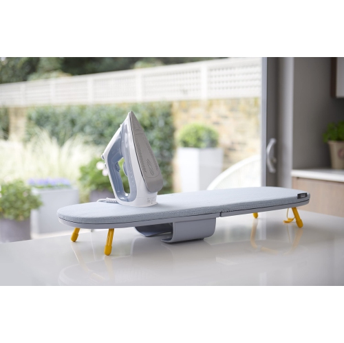Joseph Joseph Pocket Folding Space-Saving, Compact Table-top Ironing Board Regular, Grey/Yellow