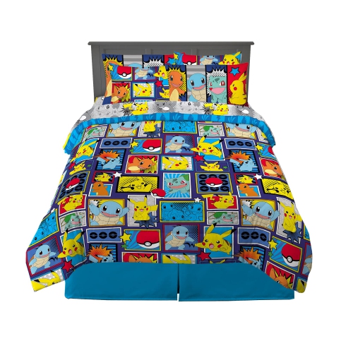 FRANCO  Kids Bedding Super Soft Microfiber Comforter And Sheet Set With Sham, 7 Piece Full Size, Pokemon