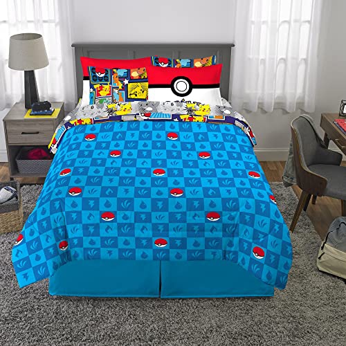 Franco Kids Bedding Super Soft Microfiber Comforter and Sheet Set with Sham, 7 Piece Full Size, Pokemon