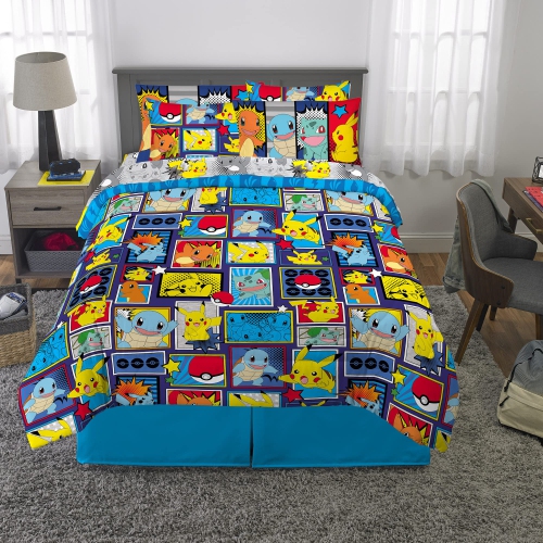 Franco Kids Bedding Super Soft Microfiber Comforter and Sheet Set with Sham, 7 Piece Full Size, Pokemon