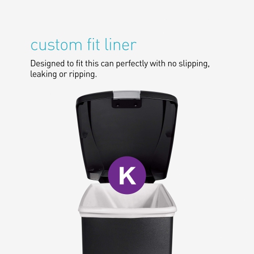 simplehuman 40 Liter / 10.6 Gallon Slim Kitchen Step Trash Can With Secure Slide Lock, Black Plastic