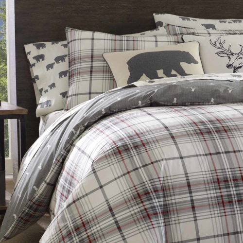 Eddie Bauer Alder Plaid Duvet Cover Set, King, Charcoal