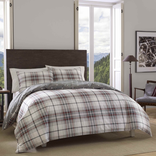 Eddie Bauer Alder Plaid Duvet Cover Set, King, Charcoal