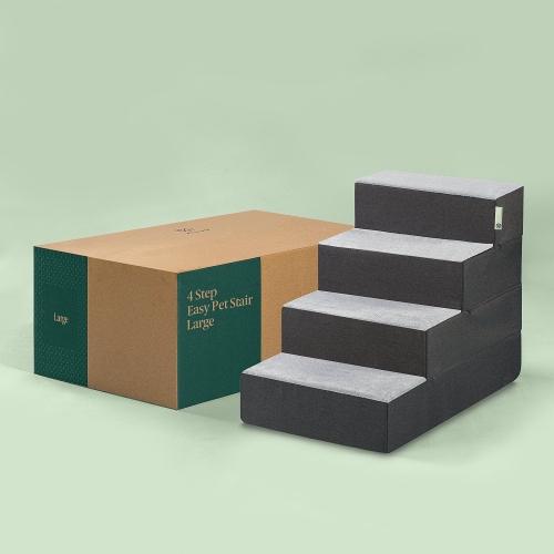 Zinus 4 Step Easy Pet Stairs/Pet Ramp/Pet Ladder/Grey, Large