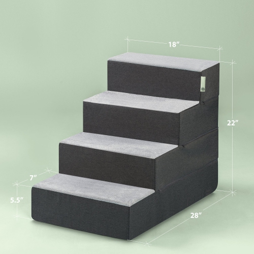 Zinus 4 Step Easy Pet Stairs/Pet Ramp/Pet Ladder/Grey, Large