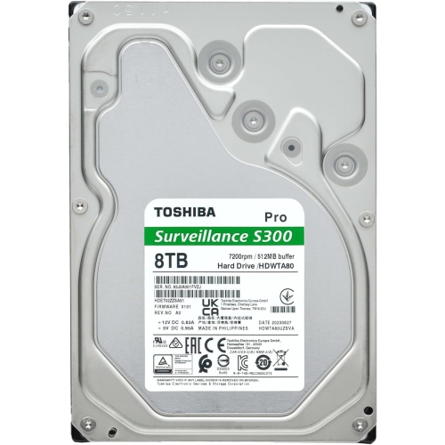 Toshiba S300 PRO 8TB Surveillance 3.5” CMR SATA 6 Gb/s 7200 RPM 512MB Cache - HDWTA80UZSVAR