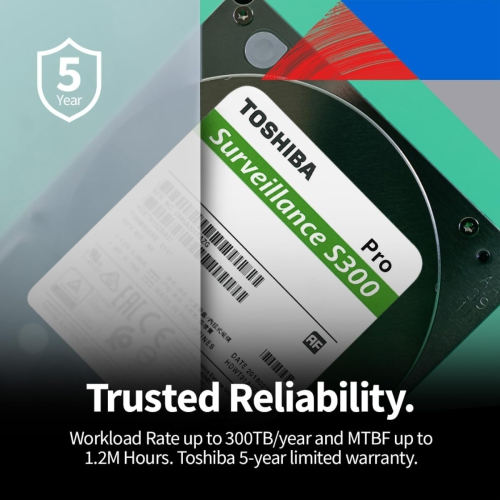 Toshiba S300 PRO 8TB Surveillance 3.5” CMR SATA 6 Gb/s 7200 RPM 512MB Cache - HDWTA80UZSVAR