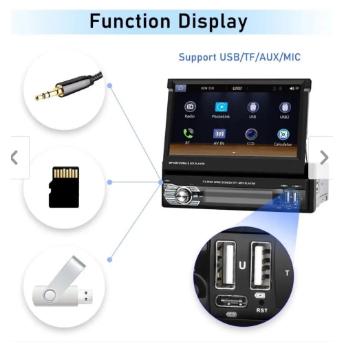Chaîne stéréo d'auto à écran tactile rétractable de 7&nbsp;po avec CarPlay sans fil, Android Auto et caméra de recul