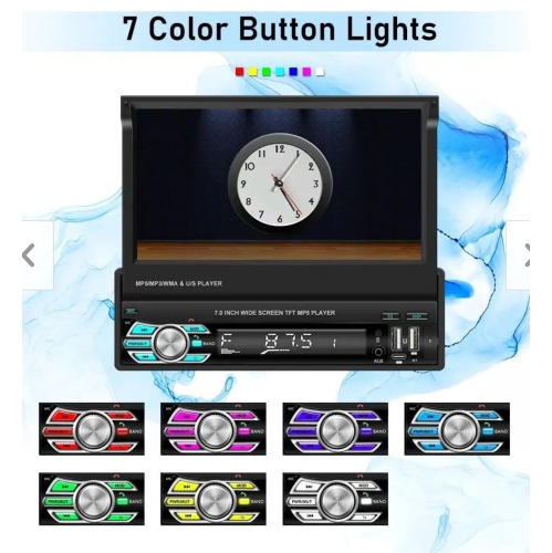 Chaîne stéréo d'auto à écran tactile rétractable de 7&nbsp;po avec CarPlay sans fil, Android Auto et caméra de recul