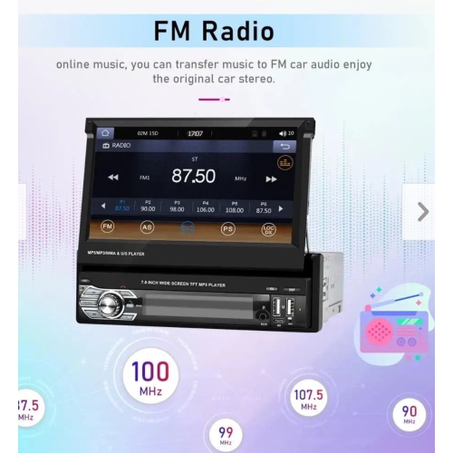 Chaîne stéréo d'auto à écran tactile rétractable de 7&nbsp;po avec CarPlay sans fil, Android Auto et caméra de recul