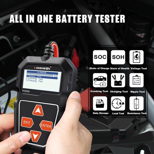 12V Car Battery Tester, 100-2000 CCA Load Tester Automotive Alternator Tester Digital Auto Battery Analyzer Charging Cranking System Tester for Car