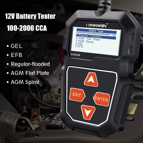 12V Car Battery Tester, 100-2000 CCA Load Tester Automotive Alternator Tester Digital Auto Battery Analyzer Charging Cranking System Tester for Car