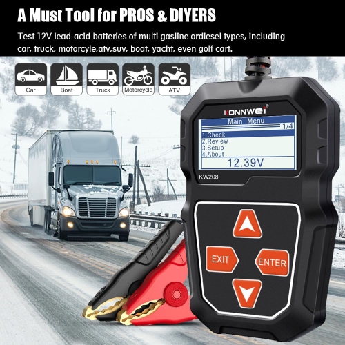 12V Car Battery Tester, 100-2000 CCA Load Tester Automotive Alternator Tester Digital Auto Battery Analyzer Charging Cranking System Tester for Car