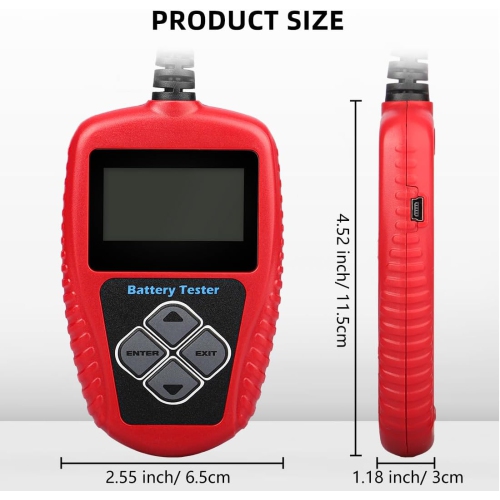 12V Car Battery Tester - Digital Automotive Batteries & Alternator Diagnostic Tool, 100-2000 CCA Load Capacity, Charging & Cranking Analysis for