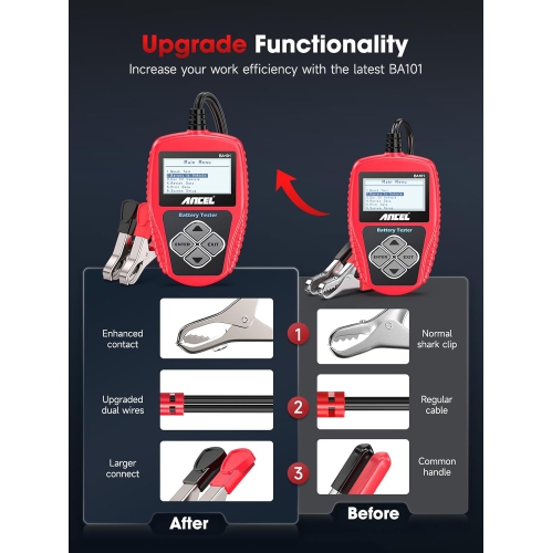 12V Car Battery Tester - Digital Automotive Batteries & Alternator Diagnostic Tool, 100-2000 CCA Load Capacity, Charging & Cranking Analysis for
