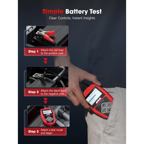 12V Car Battery Tester - Digital Automotive Batteries & Alternator Diagnostic Tool, 100-2000 CCA Load Capacity, Charging & Cranking Analysis for