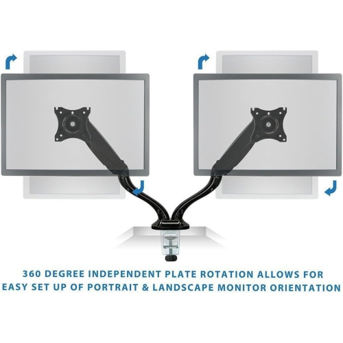 Support de bureau universel à deux bras à ressort à gaz DM-1327&nbsp;deniers de Boost Industries pour moniteurs et téléviseurs à écran plat de 13 à