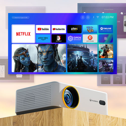 Vankyo Leisure 570B 1080p HD LED WebOS Home Theatre Mini Projector with 100" Screen (LS570B)