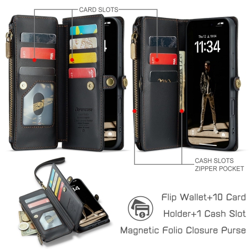 Étui pour iPhone 16 Plus,? Blocage RFID? Pour iPhone 16 Plus Étui portefeuille pour femme homme avec porte-carte, PU cuir fermeture éclair étui