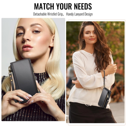 Étui pour iPhone 16 Plus,? Blocage RFID? Pour iPhone 16 Plus Étui portefeuille pour femme homme avec porte-carte, PU cuir fermeture éclair étui