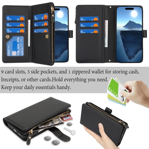 iPhone 16 Plus 5G Phone Case Wallet for Women with Strap,Crossbody Shoulder Lanyard Wallet Case for iPhone 16 Plus with Card Holder,Zipper Pocket PU