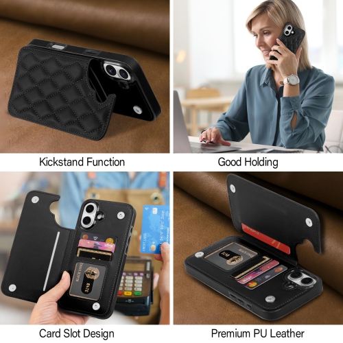 iPhone 16 Plus, Soft PU Leather Case with Card Holder Kickstand Slim Protective Flip Cover for iPhone 16 Plus 6.7 Inch