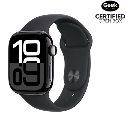 Open Box - Apple Watch Series 10 42mm Jet Black Aluminum Case with Black Sport Band - S/ M