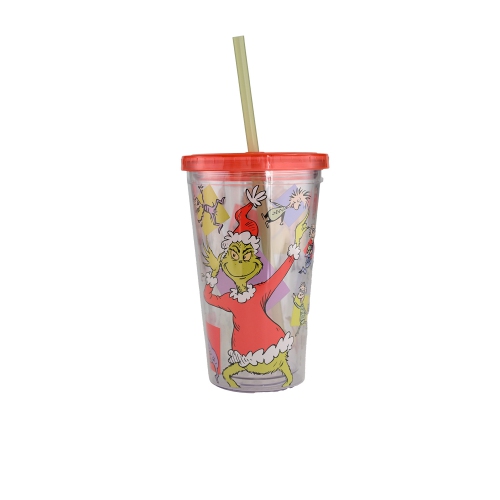 Le gobelet en acrylique avec paille Grinch 16&nbsp;oz