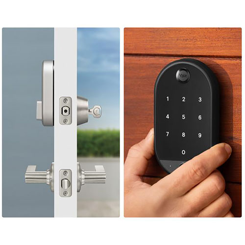 Serrure intelligente Wi-Fi à clé et écran tactile avec pavé biométrique Approach Lock de Yale - Argenté