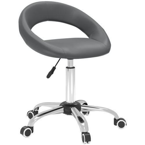 HOMCOM  Modern Hydraulic Moon Salon Stool Rolling Swivel Chair Massage Spa Tattoo Pub Bar Stool In Grey