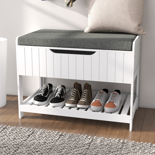 HOMCOM Coat Rack with Shoe Storage Bench, Modern 5-in-1 Hall Tree with 4 Double Hooks, Hidden Compartment and Shelves, Coat Hanger Stand for Hallway,