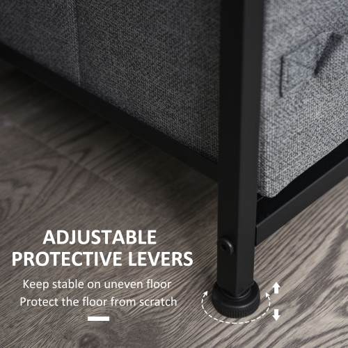 HOMCOM Dresser for Bedroom with 7 Drawers, Chest of Drawers with Metal Frame, Fabric Dresser for Living Room, Entryway, Hallway, Dark Grey