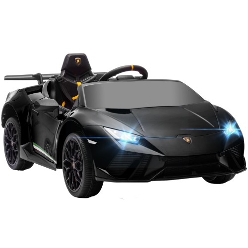 Qaba 12V Electric Car for Kids, Lamborghini Huracan Licensed Kids Car with Remote Control, Spring Suspension, Transport Wheels, Soft Start, LED